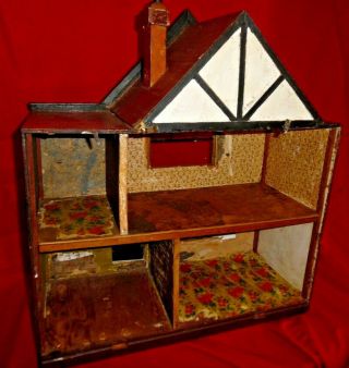 Antique Or Old Wood Dollhouse Doll House - 23 3/4 