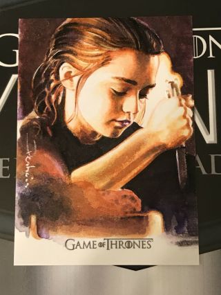 Game Of Thrones Valyrian Steel Sketch Card Arya Stark David Desbois 1 Of 1 Rare