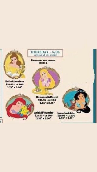 Disney Employee Center Princess And Sidekick Pins Le 200 Rare