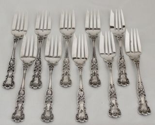 10 Buttercup By Gorham Sterling Pastry Forks 5 7/8 " Lion - Anchor - G W/monograms