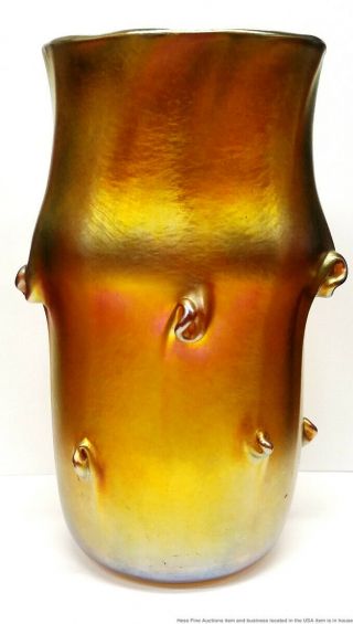Antique Louis Comfort LC Tiffany 2995 J Favrille Art Glass Aurene Vase 6in 2