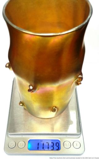 Antique Louis Comfort LC Tiffany 2995 J Favrille Art Glass Aurene Vase 6in 9