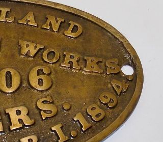 Rare Railroad Build Plate Rhode Island Locomotive 1894 4
