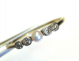 Antique Edwardian 18k Gold And Platinum Pearl And Diamond Ring Band Size 8