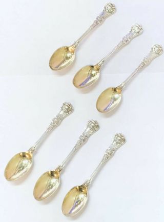 Set Of 6 Antique Tiffany & Co.  Sterling Silver 4 " Demitasse Spoons Monogrammed