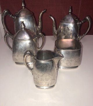 Antique Reed & Barton Silverplate 5 Piece Coffee / Tea Set 3048