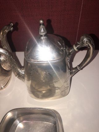 Antique Reed & Barton Silverplate 5 Piece Coffee / Tea Set 3048 8