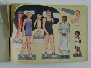 Vintage 1937 Paper Doll Family Queen Holden Uncut Paper Doll Book 1930s 3