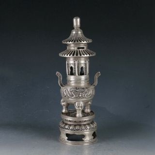 Chinese Silvering Copper Pagoda Incense Burner Made During The Qianlong Period