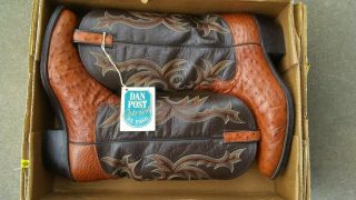 Vtg Handmade Dan Post Tan Full Quill Exotic Ostrich Size 10 D Cowboy Boots