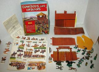 Rare Hassenfeld Bros (hasbro) Cowboy And Indians Frontier Play Set