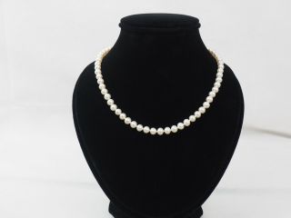 Vintage 14k White Gold Clasp Akoya Pearl Necklace 16 "