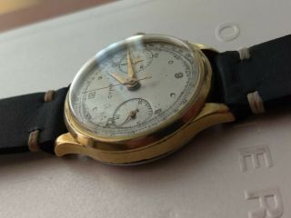 Vintage Cyma chronograph 36mm Valjoux 22 1940s Men ' s Watch 11