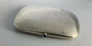 Hammered Continental Silver And Saphire Cabochon Cigarette Case Arts & Crafts