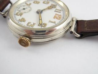 ANTIQUE 1914 SOLID SILVER CASED OFFICERS WW1 TRENCH WATCH 11