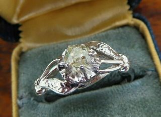 Vintage Palladium Art Deco Antique Diamond Solitaire Engagement Wedding Ring C4