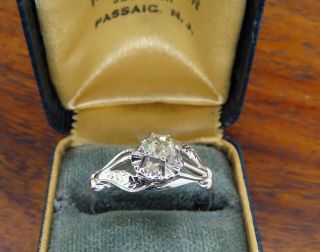 Vintage palladium ART DECO ANTIQUE DIAMOND SOLITAIRE ENGAGEMENT WEDDING ring C4 4