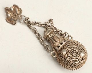 Unique Tibetan Silver Pendant Snuff Bottle Old Hollow Goldfish Mascot Ornament