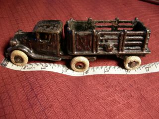 Vintage Arcade Toys Semi Truck & Stake Trailer 7 - 1/2” Cast Iron Black