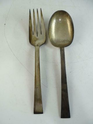 Vintage Sterling Silver International Continental Meat Serving Spoon Fork Set X2