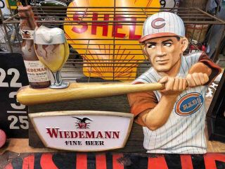 Vintage Wiedemann Beer Cincinnati Reds Player Sign 3 - D Vaccuform Rare Rare Rare
