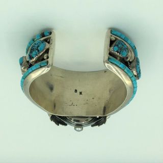 Vintage Brian Kachinvama Hopi Silver and Turquoise Bracelet Cuff Watch 3