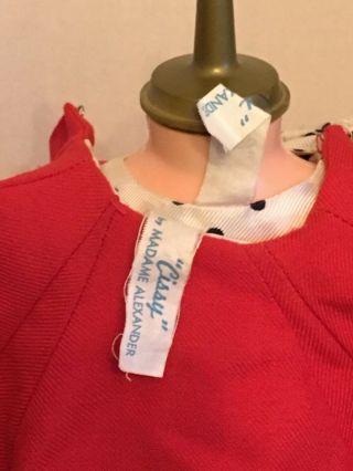 Vintage Madame Alexander Cissy Doll Dress Coat Top Red Black White Cotton 10