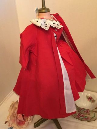 Vintage Madame Alexander Cissy Doll Dress Coat Top Red Black White Cotton 12