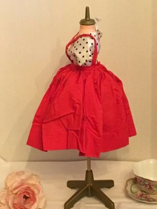 Vintage Madame Alexander Cissy Doll Dress Coat Top Red Black White Cotton 8