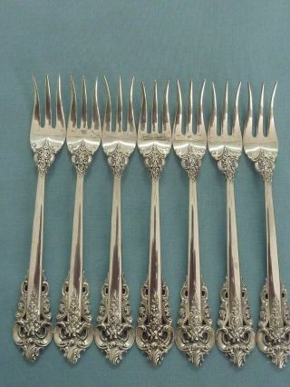 7 Wallace Grande Baroque Sterling Silver 5 3/8 " Seafood Cocktail Forks - No Mono