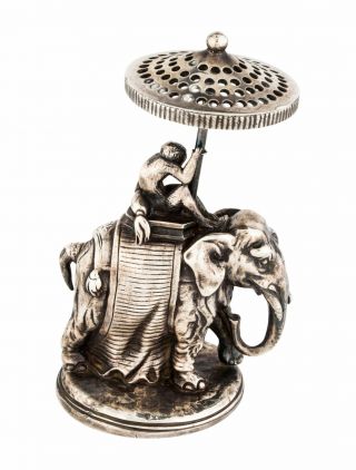Rare Christofle France Silver Plate Figurine Toothpick Holder Monkey on Elephant 2