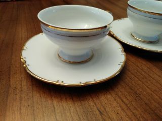 Vintage White Tea Cups And Saucers With Gold Trim - Set Of 7