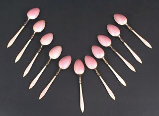 19 Denmark Norway Sterling Guilloche Enamel Demitasse Spoons Cocktail Forks 5