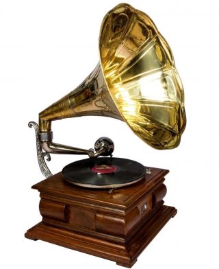 Desk Music Box Phonograph Square Hmv Old Music Box Antique Gramophone Hb 040