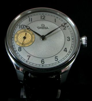 Omega Antique 1928 Deco Large Steel Wristwatch Exhibition Back