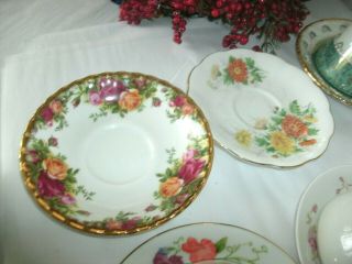 6 VINTAGE TEA CUPS AND SAUCERS,  ROYAL ALBERT,  QUEEN ANNE,  AVON,  PEARLIZED,  ENGLAND 7