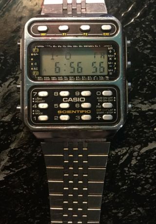 Vintage Casio 197 Cfx - 200 Scientific Calculator Stainless Steel Watch - Japan