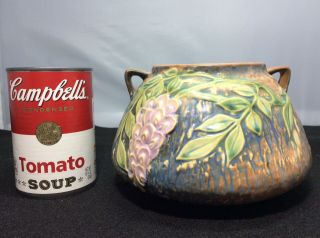 Vintage Roseville Pottery Blue Wisteria 242 - 4 Squat Vase Euc