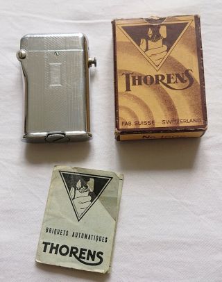 Vintage Swiss Thorens 1602 Boxed Lighter With Instructions
