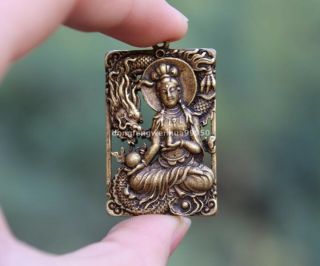 4 cm China Pure Copper Bronze Dragon Kwan - yin Guanyin Bodhisattva Buddha Pendant 5
