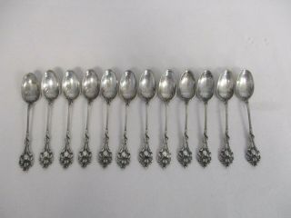 Rare 12 Antique R Wallace & Son No.  80 Sterling Silver Demitasse Coffee Spoons