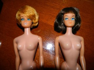 Vintage 1965 American Girl Long Hair Barbie Brunette Bend Leg Plus Bubble Cut W/