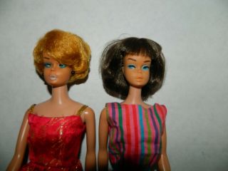 Vintage 1965 American Girl Long Hair Barbie Brunette Bend leg Plus Bubble Cut w/ 6