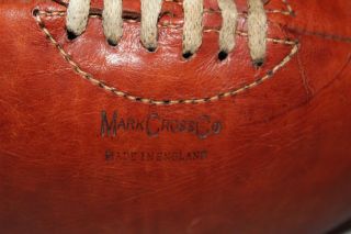 Mark Cross 1940s Leather Rugby Ball Laces Hand Sewn Display Football Antique 2
