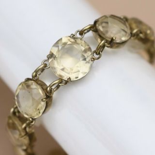 Vtg Art Deco Open Back Natural Citrine Sterling Silver Bracelet