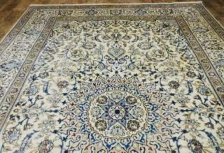 8x11’ Antique Hand Knotted WOOL AND SILK NAIN Habibiyan Style Rug 2
