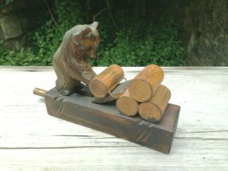 Old Vintage Antique Black Forest/russian Bear Mechanical Carved Wooden Wood Toy