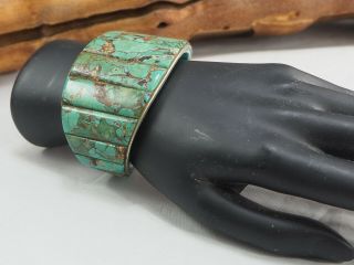 Double - Sided Inlay Natural Turquoise Cuff - Vintage