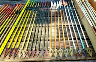 123 Vintage Arrows,  116 Wood Old Cedar,  7 fiberglass,  2 Quivers,  Broadheads,  NR 5