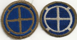 Two Wwii Variations U.  S.  Army 35th Division Patches With Good Cotton Backs